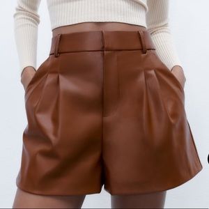 NEW with tags. Zara SM brown leather shorts